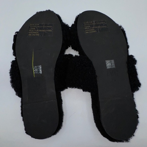 EILEEN FISHER Shoes Womens 7.5 Dello Shearling Slide Sandal Black Lamb Fur Slip - Picture 11 of 13